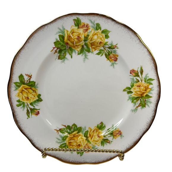 Royal Albert Other - Royal Albert Tea Rose 10 1/2" Dinner Plate Yellow Rose Print with Gold Trim